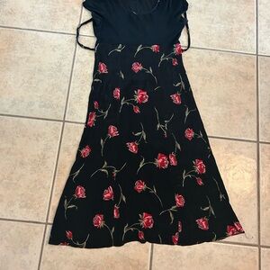 Floral Black and Red Dress